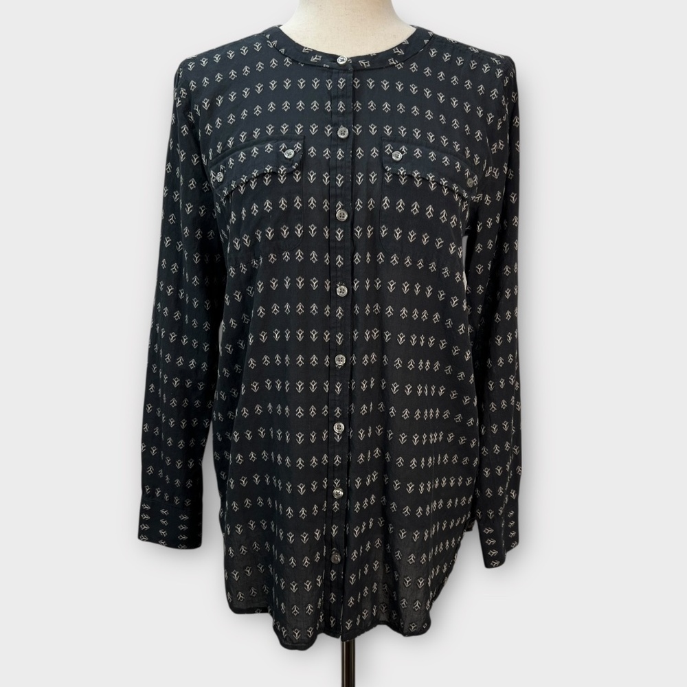 Ann Taylor LOFT Button Tunic Top Women's M Cotton Shirt Lightweight Boho Folk